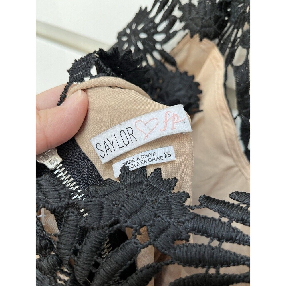 Saylor x Free People Presley Mini Dress Women's Sz XS Black Lace Romantic Goth - Picture 10 of 11